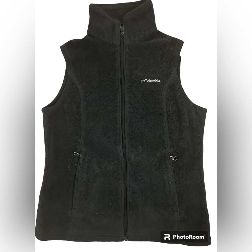 Columbia black fleece vest; woman’s size S